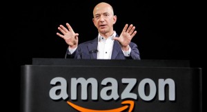 Jeff Bezos, CEO and founder of Amazon, at the introduction of the new Amazon Kindle Fire HD and Kindle Paperwhite personal devices, in Santa Monica, Calif., Thursday, Sept. 6, 2012. (AP Photo/Reed Saxon)